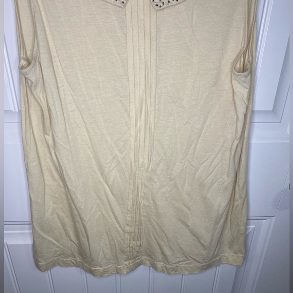 LOFT Cream Jeweled Collar Tank Top Blouse - Picture 5 of 7